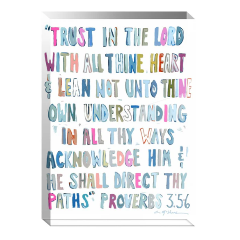 Chelsea McShane Art Proverbs 3:5-6 Pink Acrylic Block