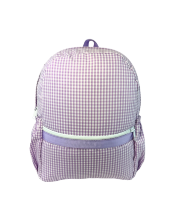 Mint Mint Gingham Medium Backpack w/ Pockets - Lilac