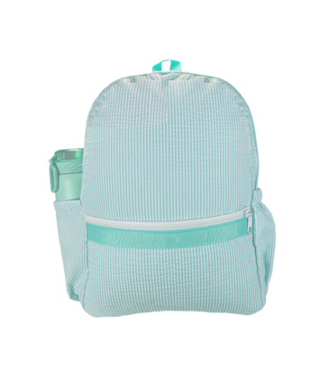 Mint Mint Seersucker Medium Backpack w/ Pockets - Mint