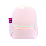 Mint Mint Seersucker Medium Backpack w/ Pockets - Pink