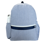 Mint Mint Seersucker Medium Backpack w/ Pockets - Navy