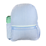 Mint Mint Seersucker Medium Backpack w/ Pockets - Baby Blue
