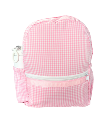 Mint Mint Gingham Medium Backpack w/ Pockets - Pink