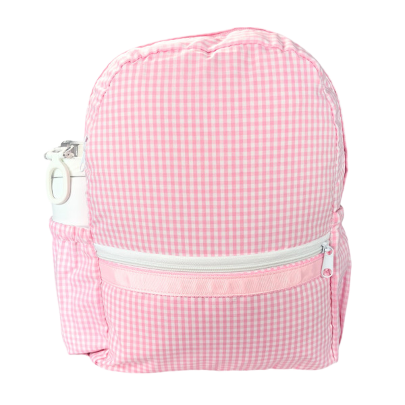 Mint Mint Gingham Medium Backpack w/ Pockets - Pink