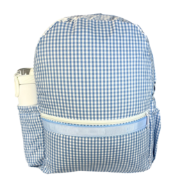 Mint Mint Gingham Medium Backpack w/ Pockets - Baby Blue