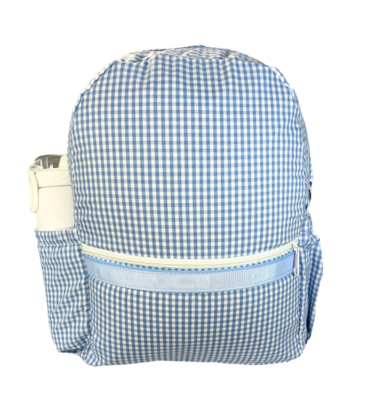 Mint Mint Gingham Medium Backpack w/ Pockets - Baby Blue