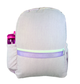 Mint Mint Seersucker Medium Backpack w/ Pockets - Lilac