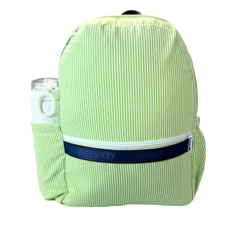 Mint Mint Seersucker Medium Backpack w/ Pockets - Grasshopper