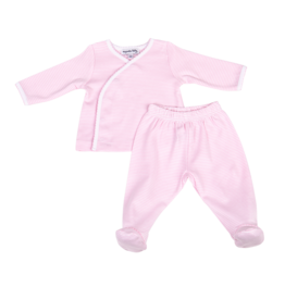 Magnolia Baby Magnolia Baby Pink Mini Stripes X-Tee Footed Pant Set