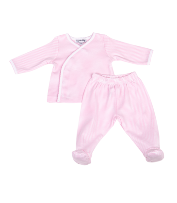 Magnolia Baby Magnolia Baby Pink Mini Stripes X-Tee Footed Pant Set