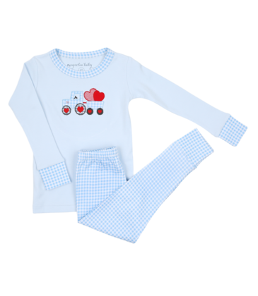 Magnolia Baby Magnolia Baby Tractor-Full of Love Applique Long Pajamas