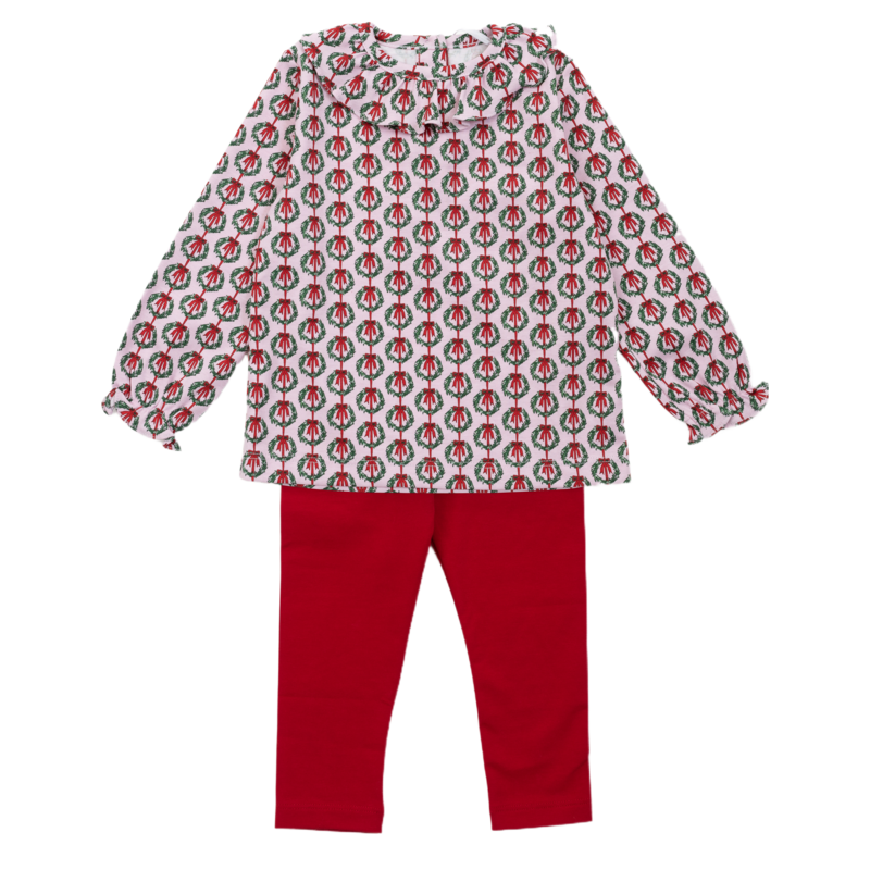 Lila + Hayes Lila + Hayes Lulu Legging Set - Pink Wreaths