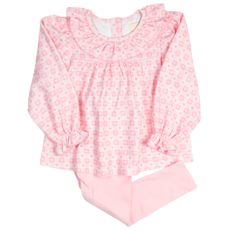 Smockingbird Smockingbird Pink Checked Hearts Legging Set