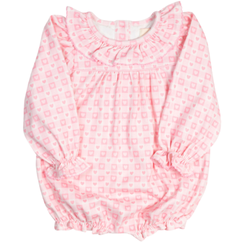 Smockingbird Smockingbird Pink Checked Hearts Bubble
