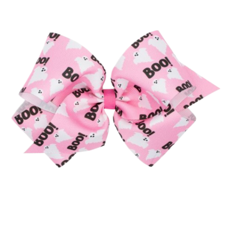 Wee Ones Wee Ones King Pink Boo Printed Bow