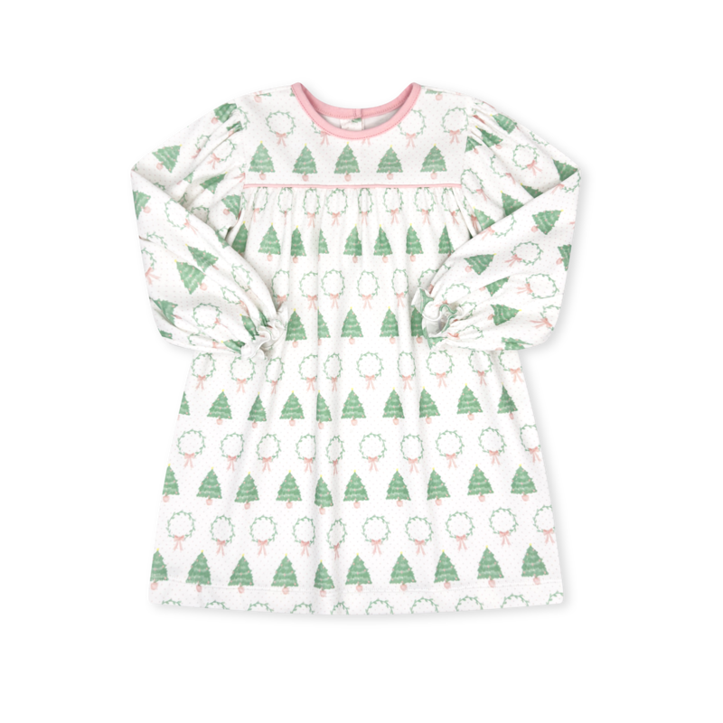 Lullaby Set Lullaby Set Mother May I Dress Long Sleeve - Oh Christmas Tree Pensacola Pink