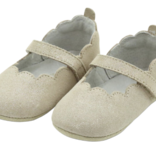 L'Amour Mimi Scalloped Crib Shoe - Champagne Suede Shimmer