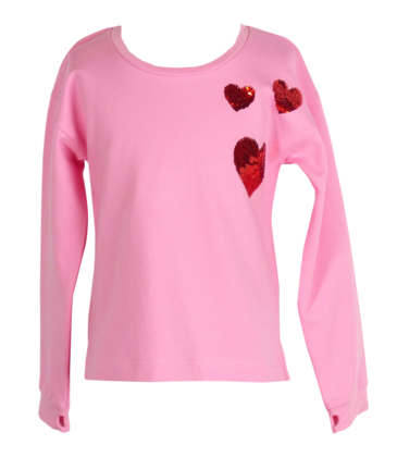 The Yellow Lamb The Yellow Lamb Tabby Top - Pink with Hearts