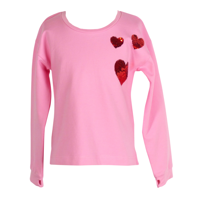The Yellow Lamb The Yellow Lamb Tabby Top - Pink with Hearts