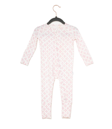 The Uptown Baby The Uptown Baby Pink Clover Zipper Romper
