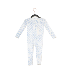 The Uptown Baby The Uptown Baby Light Blue Clover Zipper Romper