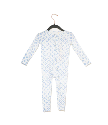 The Uptown Baby The Uptown Baby Light Blue Clover Zipper Romper