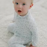 The Uptown Baby The Uptown Baby Light Blue Clover Zipper Romper