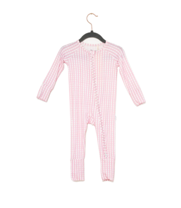 The Uptown Baby The Uptown Baby Pink Gingham Zipper Romper