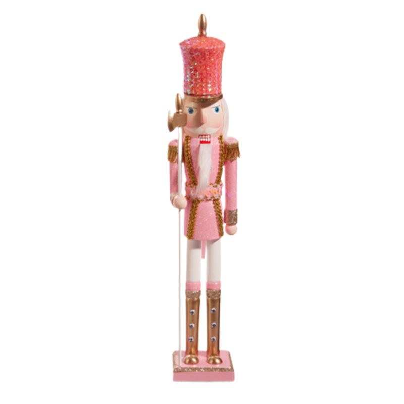Raz Imports 18.5" Glittered Light Pink Nutcracker