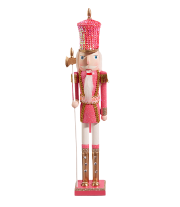Raz Imports 18.5" Glittered Hot Pink Nutcracker