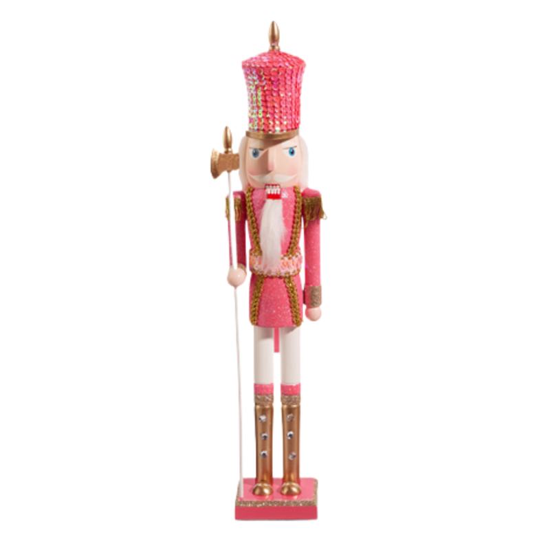 Raz Imports 18.5" Glittered Hot Pink Nutcracker