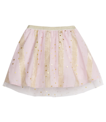 Bisby Bisby Pink Metallic Stripes/Stars Tulle Circle Skirt