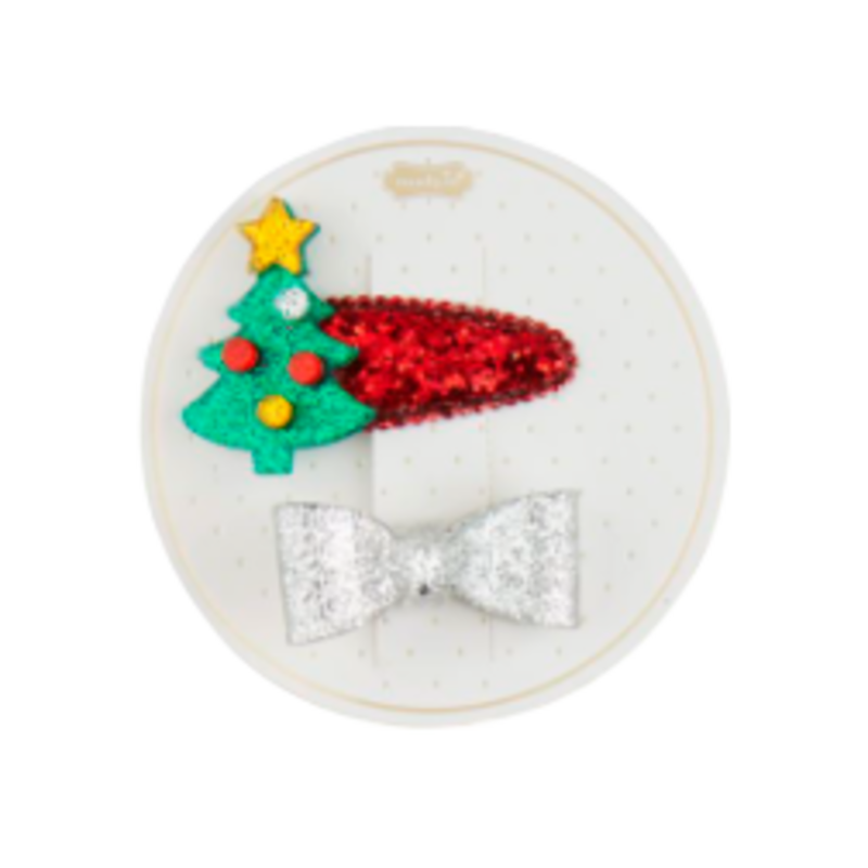 Mud Pie Mud Pie Tree/Bow Red Hair Clip Set
