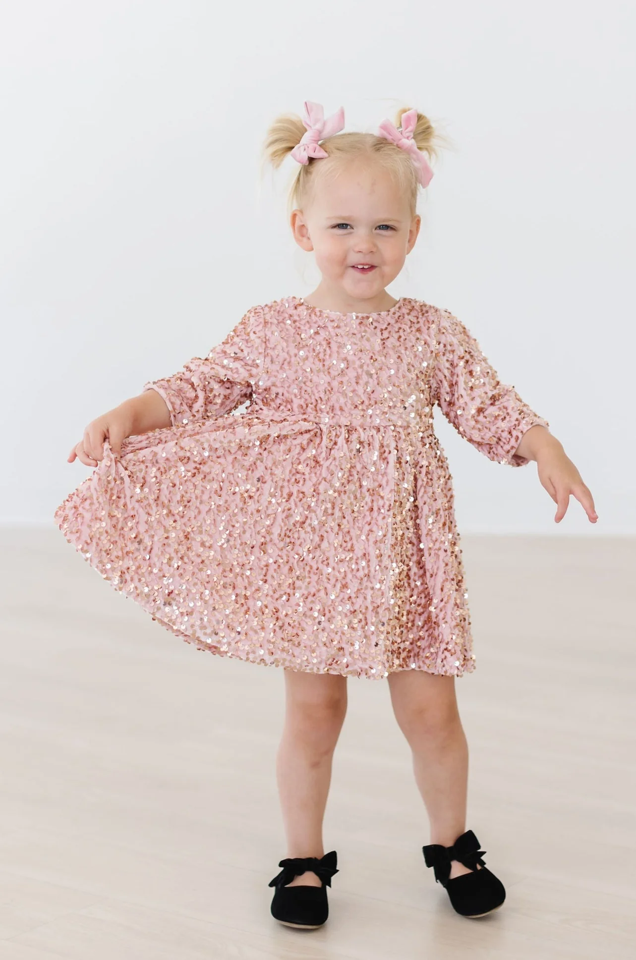 Rose gold sequin stature toddler dress