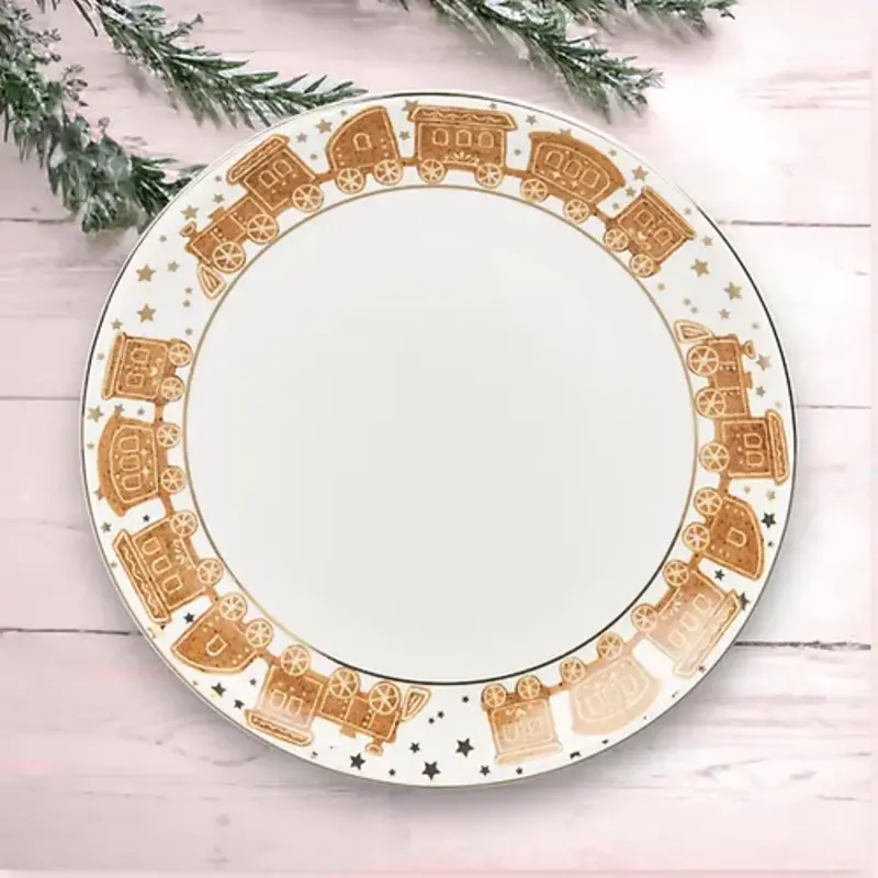 December Diamonds 10" Gingerbread Train Dinner Plate