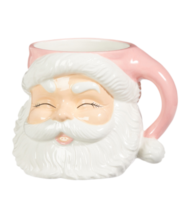 Raz Imports 8" Pink Santa Container