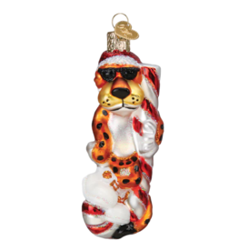 Old World Christmas Chester Cheetah on Candy Cane Ornament
