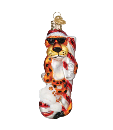 Old World Christmas Chester Cheetah on Candy Cane Ornament