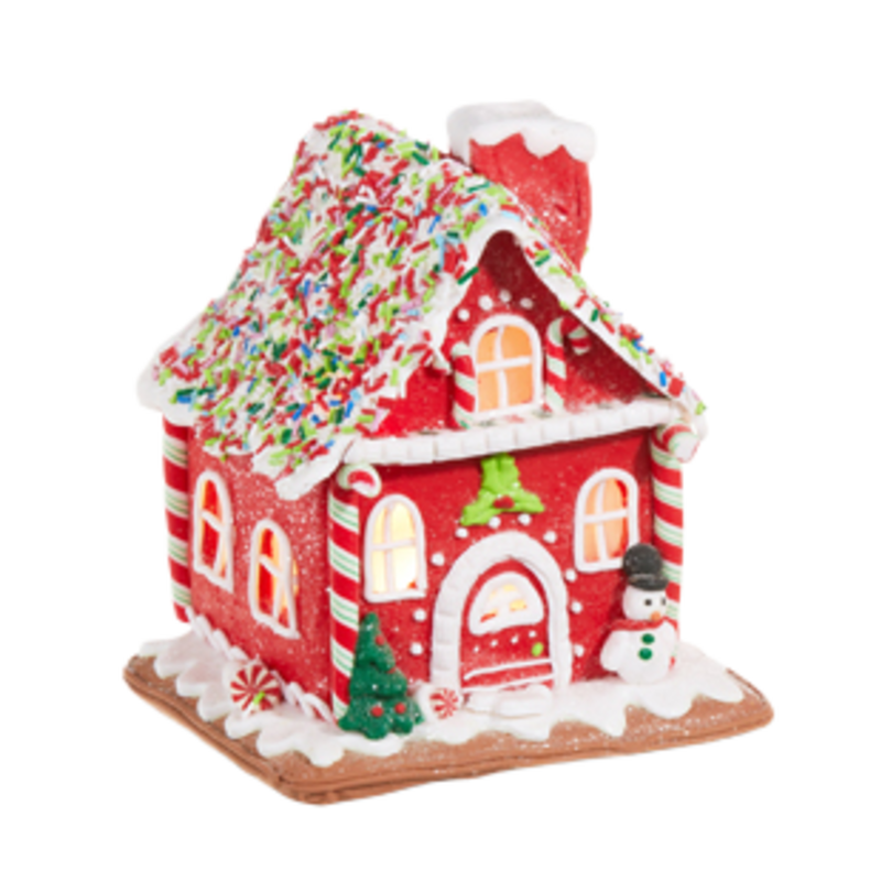 Raz Imports 7.25" Sprinkle Gingerbread House - Snowman