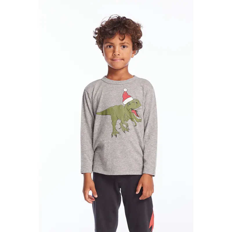 Chaser Chaser Dinosaur Santa LS Tee