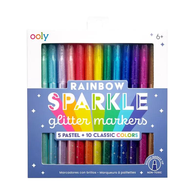 Ooly Ooly Rainbow Sparkle Glitter Markers - Set of 15