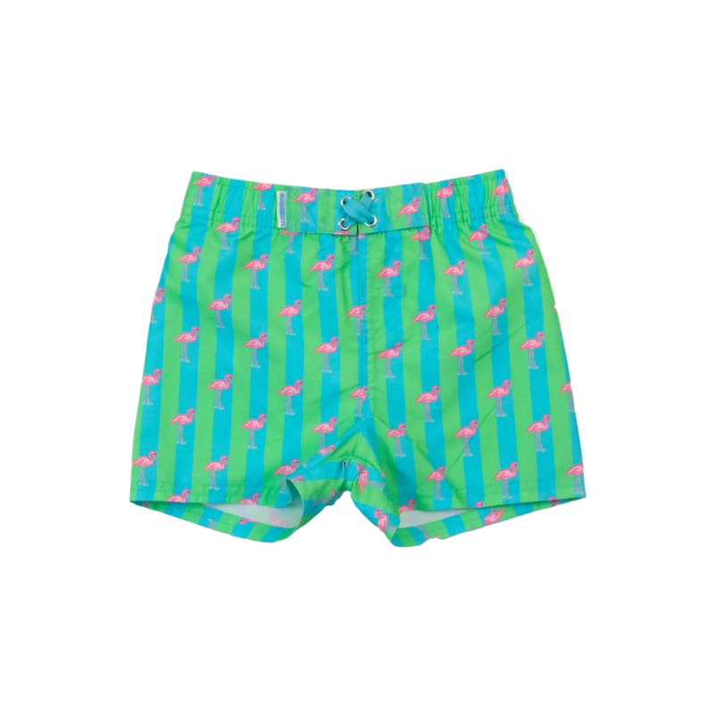 RuggedButts RuggedButts Neon Flamingo Stripe Swim Trunks