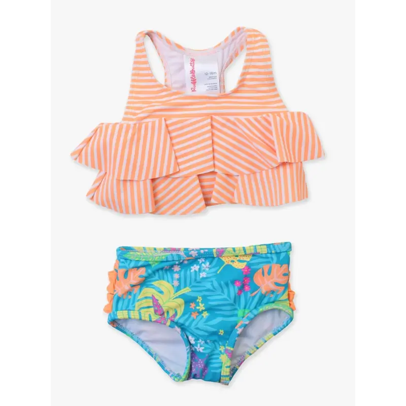 RuffleButts Neon Tiki Vibes Flounce Bikini