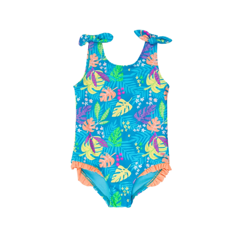 RuffleButts Neon Tiki Vibes Tie Shoulder 1pc
