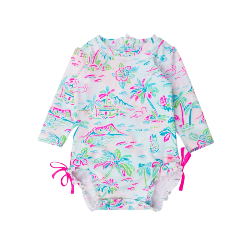 RuffleButts Tropical Resort 1pc Rash Guard