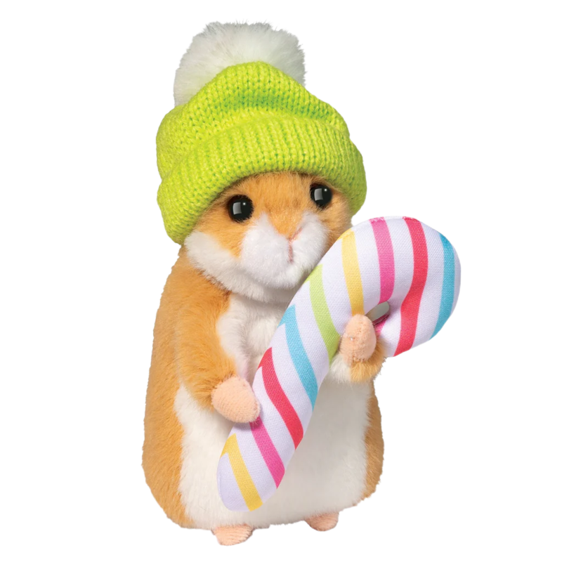 Douglas Hamster with Winter Hat and Candycane