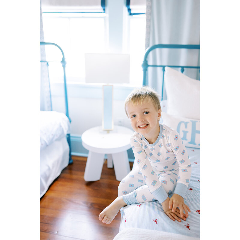 The Uptown Baby The Uptown Baby Blue Heart Envelopes Pajama Set