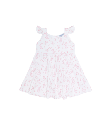 Nella Pima Nella Pima Pink Bunny Toile Ruffle Dress