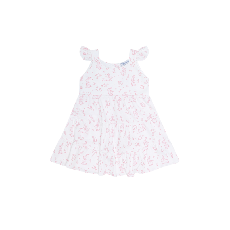 Nella Pima Nella Pima Pink Bunny Toile Ruffle Dress