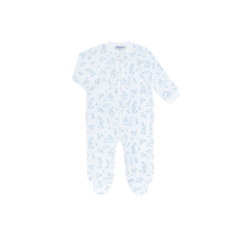 Nella Pima Nella Pima Blue Bunny Toile Zipper Footie